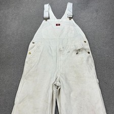 Dickies Dungarees Adult 34x30 White Bib Overalls Work Wear Canvas Carpenter Men