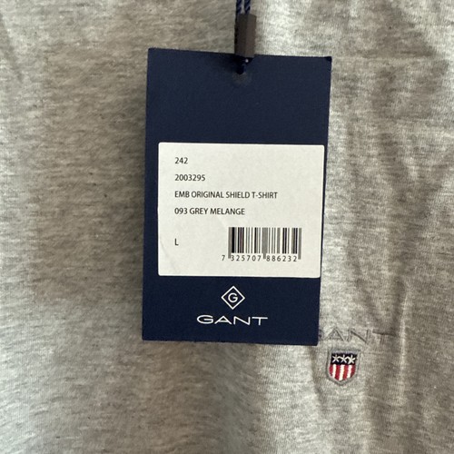 Men's Gant Embroidered Original Shield T-Shirt in Grey - Picture 3 of 3