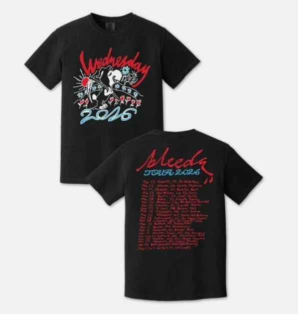Wednesday Band Bleeds Tour 2026 T-Shirt Indie Rock Concert Tee