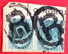 Canada Stamp 75  Queen Victoria Numeral Issue  Used Pair Registered Cancel
