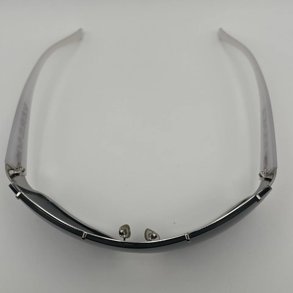 Gafas de sol Versace VE2140B 1000/6G Shield blancas plateadas envolventes con estuche usado Foto 4 de 4