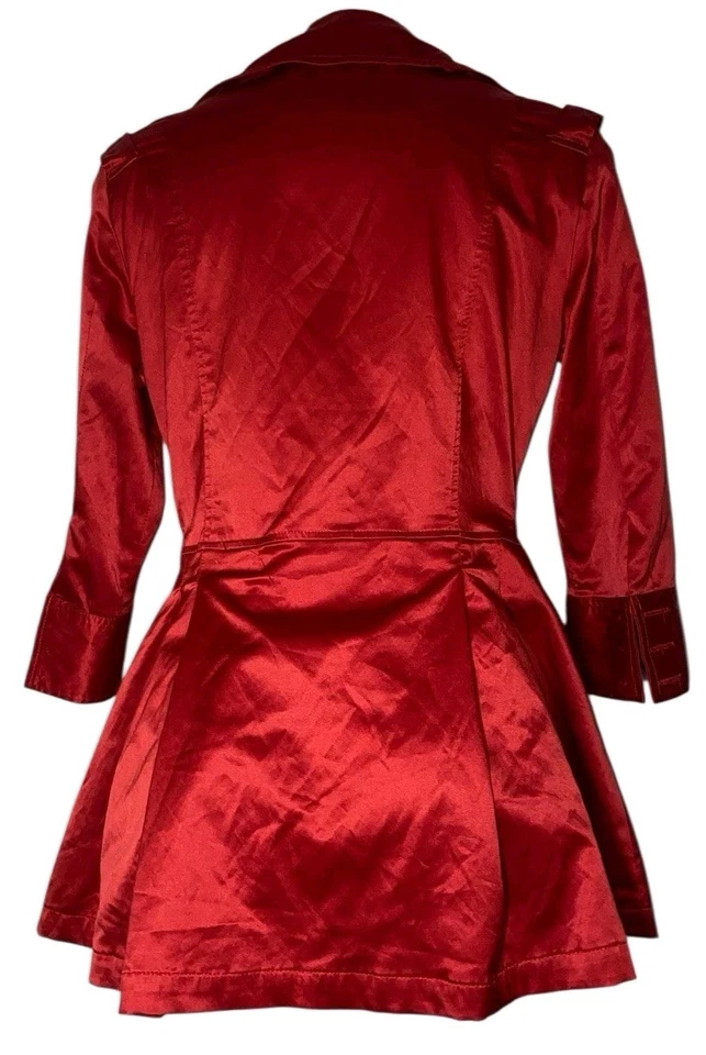 Gabardina corta vintage años 90 sello húmedo talla M para mujer roja satinada peplum grunge gótica Foto 2 de 4