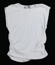 Michael Stars Women's Leighton Power Shoulder Knit Top AC2 White Small NWT 