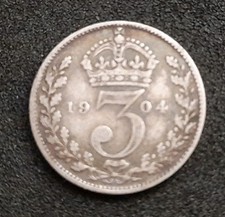 1904 3d Threepence .925 Silver Coin - King Edward VII