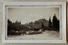 Vtg Photo Paradise Valley View Mount Rainier Beautiful Landscape B&W 5" x 3.25"