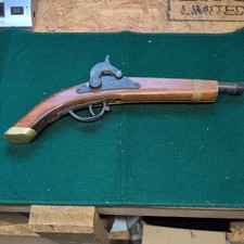 Vintage Toy Cap Gun Black Powder Flintlock Style Wood Metal Pirate Pistol Fun