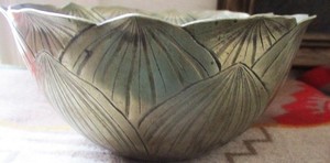 ANTIQUE FINELY ENGRAVED SILVER ART DECO STYLIZED LOTUS BOWL STERLING? PLATE?