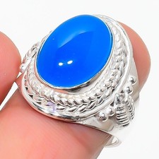Blue Chalcedony Gemstone Handmade 925 Sterling Silver All Size Ring For Gift