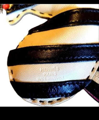 HERMES GeeGee Savannah Zebra Bag Charm Black White Milo Lambskin Leather Gift SS - Picture 3 of 6