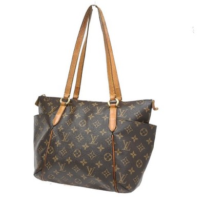 LOUIS VUITTON Logo Totally MM Shoulder Bag Monogram Leather Brown M56689 76PA300