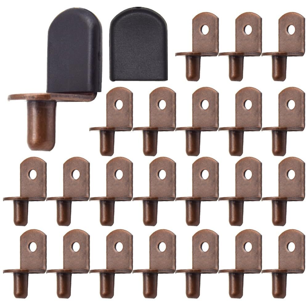 30PCS Red Bronze L Shelf Clips with Rubber Sleeves for Cabinets-image