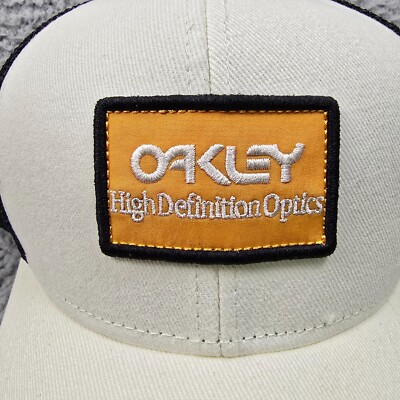 Oakley Baseball Hat Mens OS Beige Trucker Cap Snapback Mesh Stitch Patch NWT B