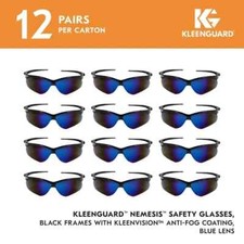 KleenGuard V30 Nemesis Safety Glasses, Blue Mirror Lenses 12 Pair