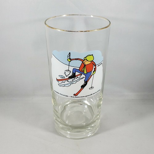 Vtg Ashby Comic Skiing Drinking Glass Mashed Potatoes Wet Heavy Snow Cartoon - Picture 2 of 10