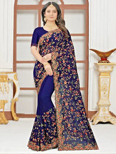 Fancy Women Ethnic Pakistani Bollywood Saree Sari Party Wear W/ Designer Blouse