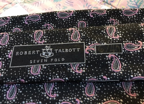 Robert Talbott Seven Fold Limited Ed. 6/40 Black Pink Paisley Mens 62 x 3” Tie - Picture 8 of 9