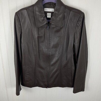 Preston York Women’s Lamb Skin Brown Leather Jacket Size Medium