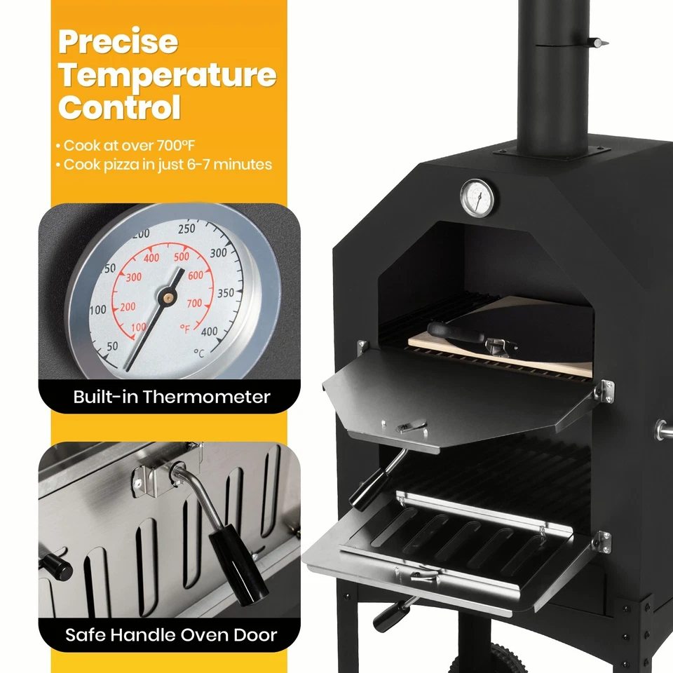 Деревянная печь для пиццы гриль с колесами водонепроницаемый чехол для улицы - Изображение 3 из 4