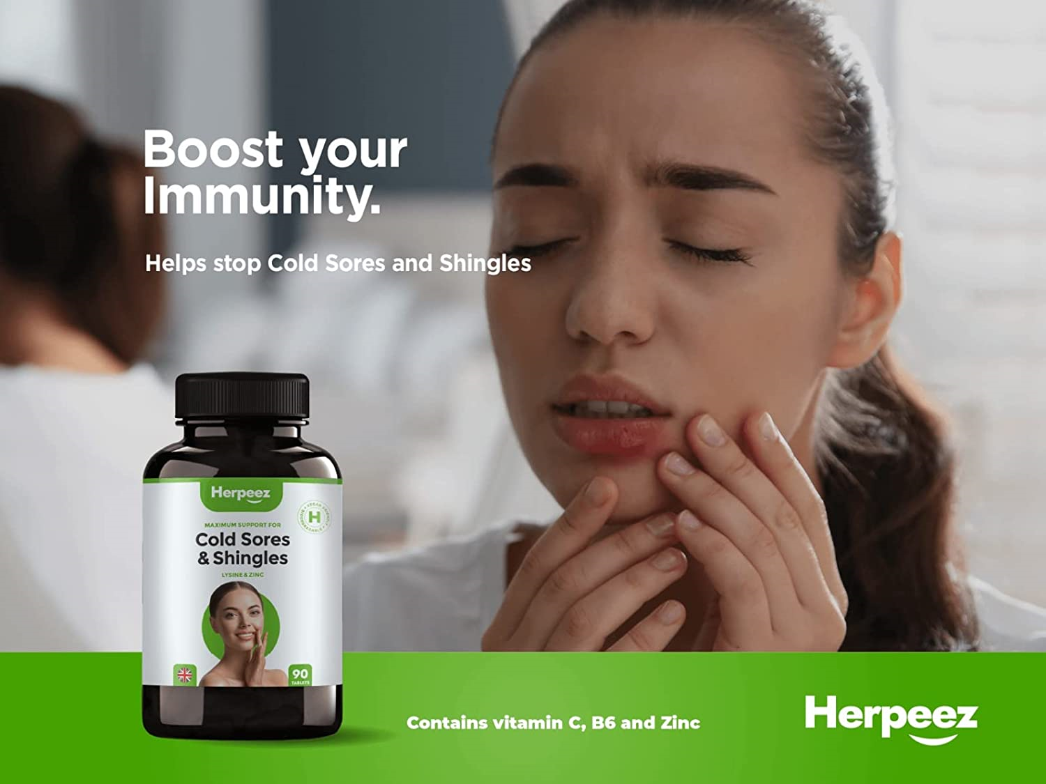 LLysine 1000mg Cold Sore & Shingles Treatment with Zinc & Vitamins E