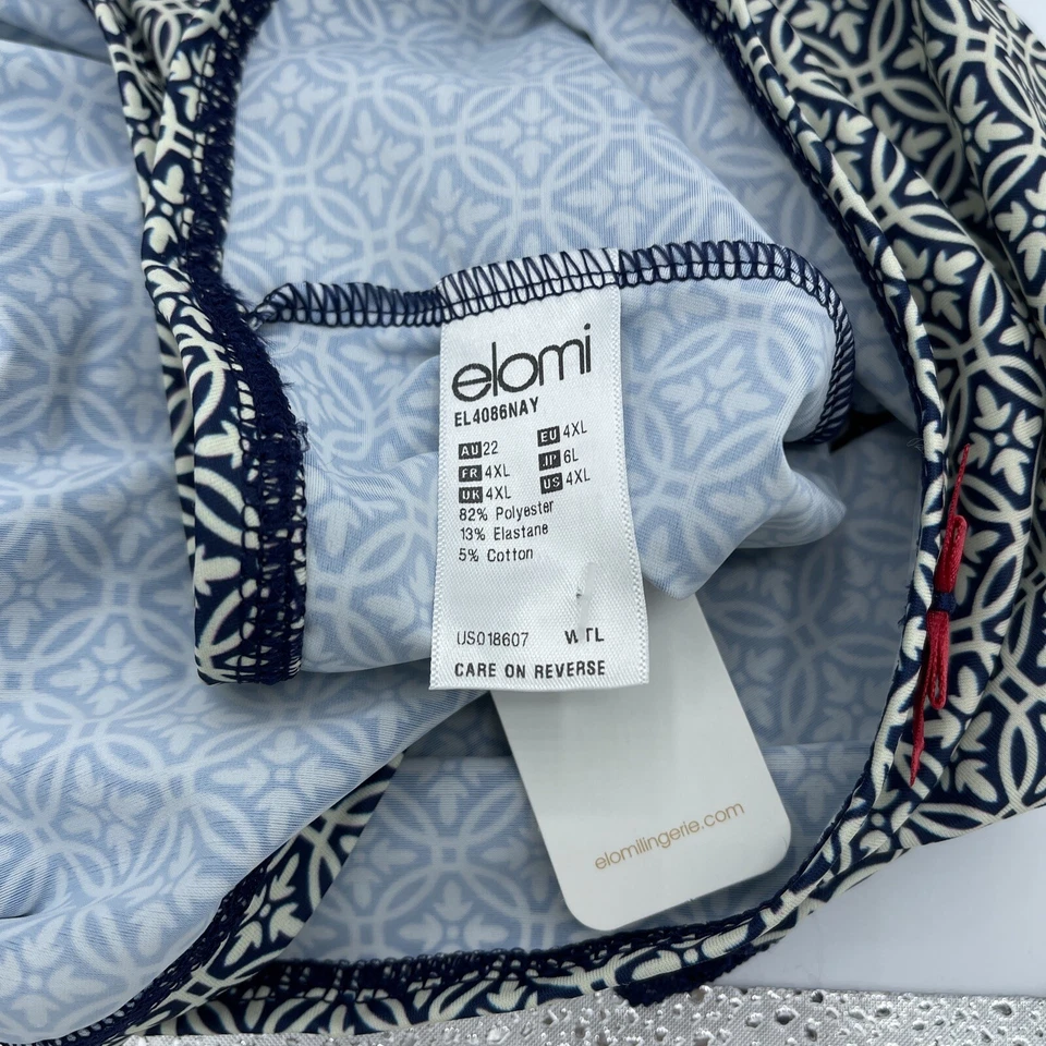 Corto Julieta de encaje elástico azul blanco talla grande Elomi para mujer talla 4XL Foto 3 de 4