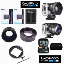 BATTERY FOR GOPRO HERO4 2X AHDBT-401 CHARGER FISHEYE LENS ZOOM LENS CASE