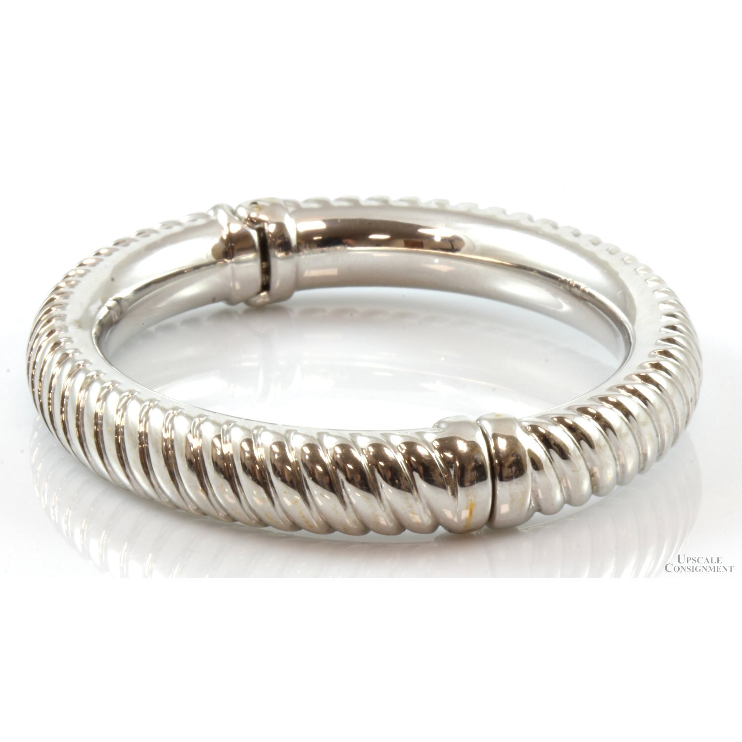 14K Gold Electroformed over Resin Hinged Bangle Brace… Gem