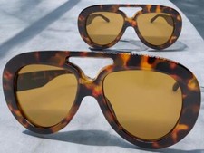 OVERSIZE EXAGGERATED Classic Vintage Retro Style SUNGLASSES Large Tortoise Frame