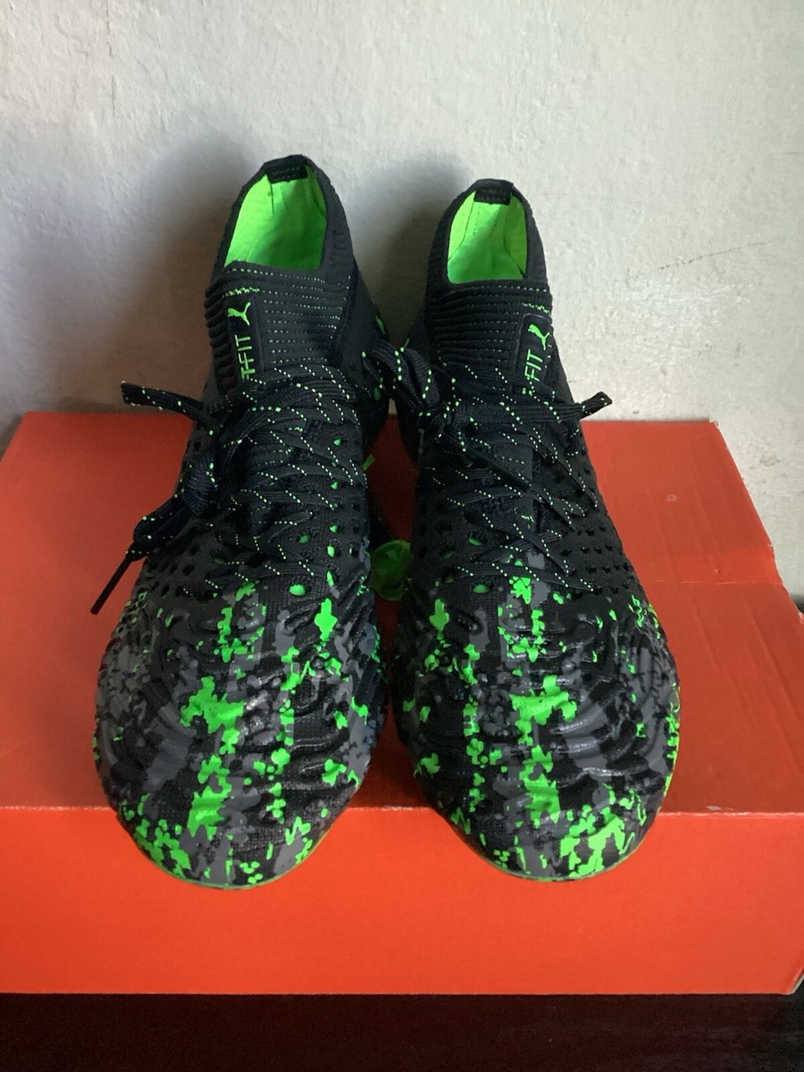 PUMA FUTURE 19.1 NETFIT FG/AG BLACK/GREEN SOCCER SHOES