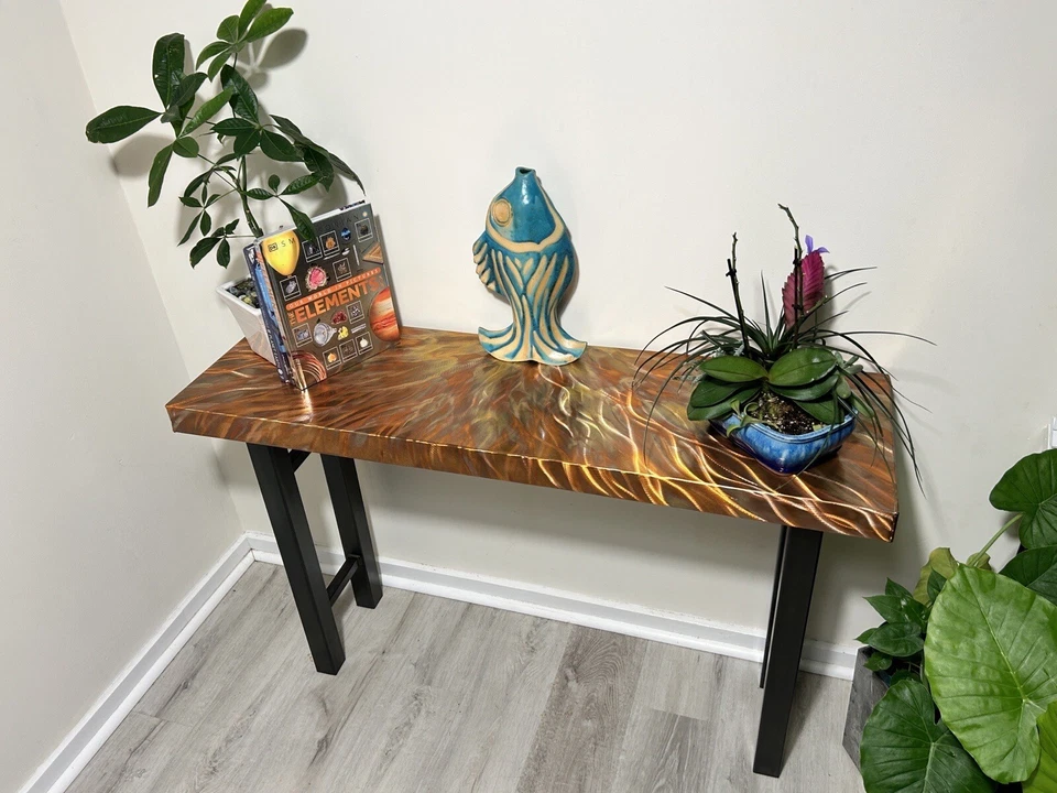 Sleek & Modern Custom Copper Console Table, Ideal for Entryways, Sofas, and More - Image 3 of 4