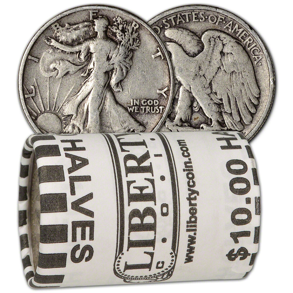 90% Silver Walking Liberty Half Dollars - Roll of 20 - $10