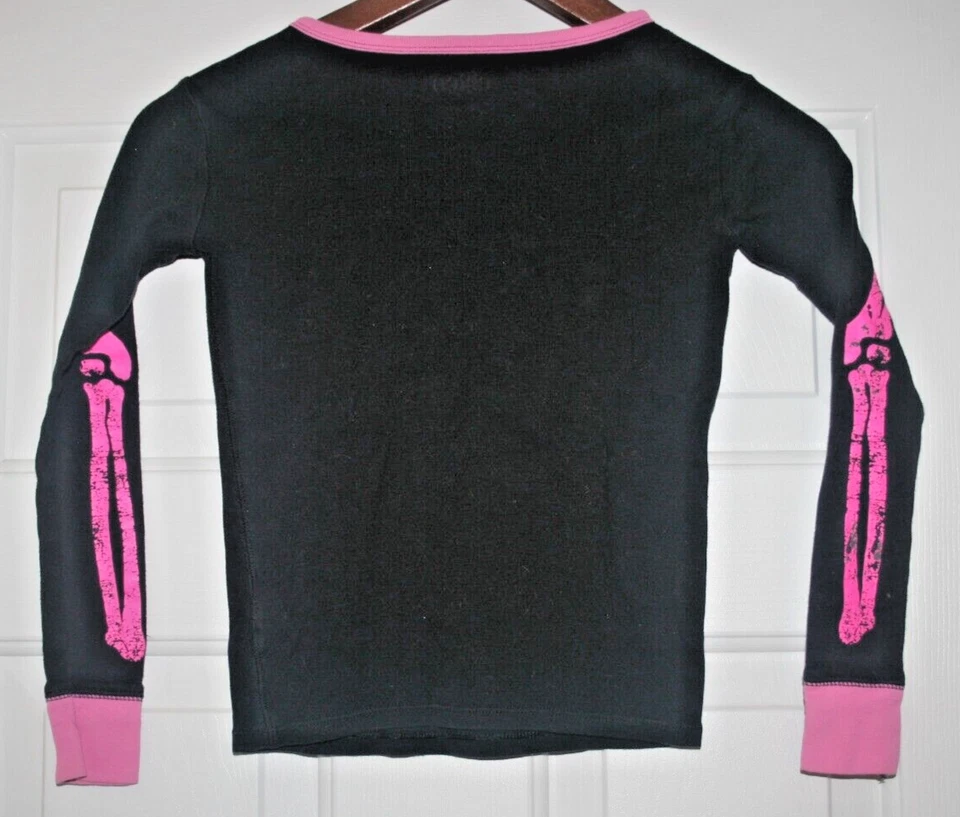 Prendas para dormir Circo Top Negro con Esqueleto Rosa - Niñas Talla 8 - Mangas largas Foto 3 de 3