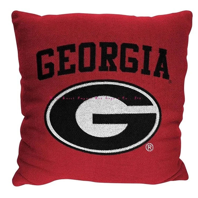 Vintage University Of Georgia UGA Bulldogs Square Woven Pillow