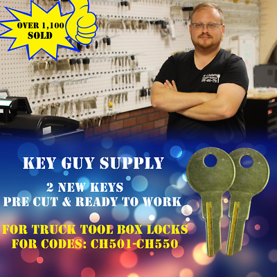 CH501-CH550 Pair of  KEYS FOR TRUCK tool box. Cut 2 CODE. licensed locksmith,