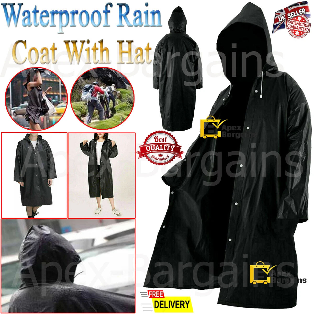 Waterproof Rain Coat Long Poncho Women Men Outdoor Raincoat EVA Cloth With Hat