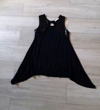 Kaleidoscope Black Stretch Mini Dress Flared Sequins Long Top Evening Party UK12