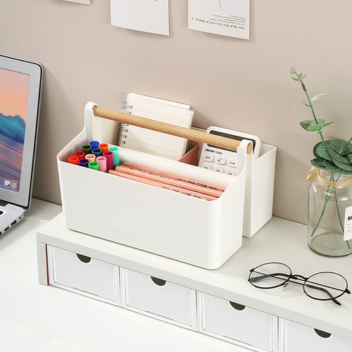 Stationery Pen Compartment Storage Box Wooden Handle Remote Control Storage Box - Bild 22 von 27