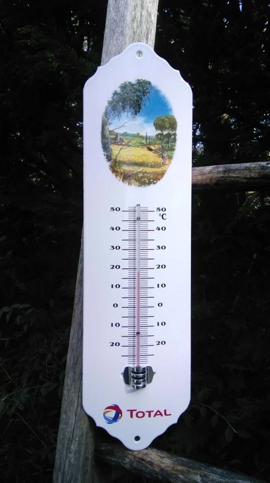 THERMOMETRE EMAIL PUBLICITAIRE PUB 35cm DIVERS carburants ELF FINA ANTAR TOTAL - Photo 1/1