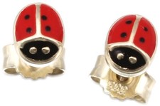 Earrings Ladybug Solid Gold 585 Children's Studs Yellow Gold