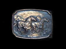 TC15108 VINTAGE 1979 WILD HORSES SOLID BRASS BTS BELT BUCKLE