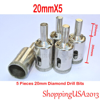 5X 20mm Diamond Drill Bits Set Hole Saw Cutter Tool Glass Marble Ceramic Granite