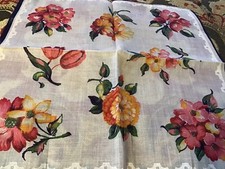 Vintage Unused Floral Tulips Hankie  