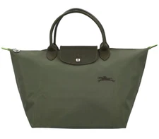NWT LONGCHAMP Le Pliage Green Type M Short Handle Travel Bag FOREST GREEN