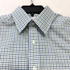 ROUNDTREE YORKE Gold Label 14.5/32 Shirt Slim Fit Twill Gray/Green Check NWT