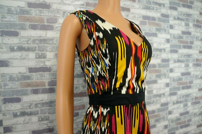 FRENCH CONNECTION DAMEN STRETCH JERSEY FEST COCKTAIL KLEID MULTICOLOR M NEU