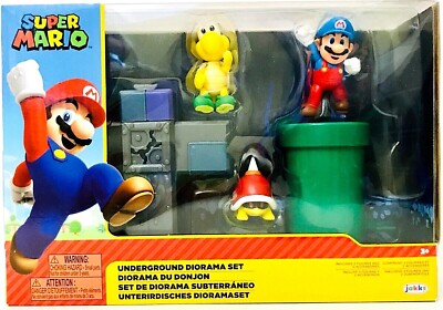 Jakks Pacific Super Mario Underground Diorama Set With 3 Figures & 2 Accessories