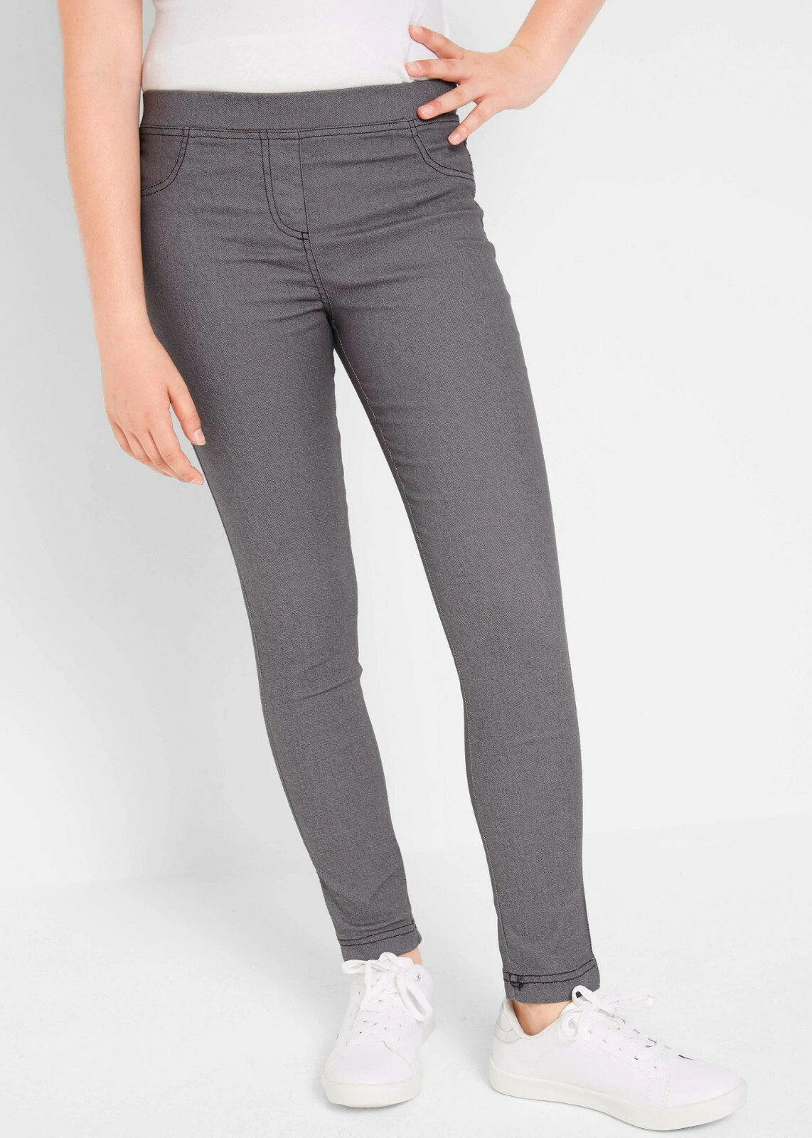 John Baner Girls Jeggings Pull On Elastic Waistband Denim Grey Size 164 14 years