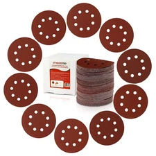 5 Inch Sanding Discs Hook and Loop - 150 Pcs 8-Holes Orbital Sandpaper
