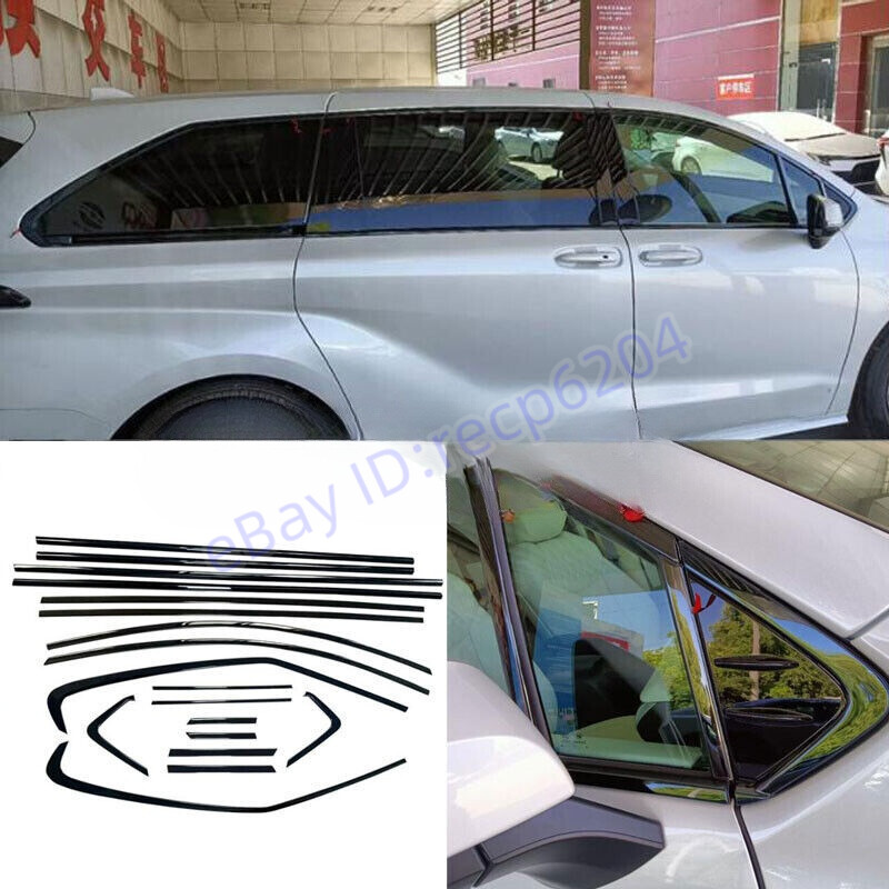 Black Titanium Window Frame cover Trim Accessories For Toyota Sienna 2021-2023
