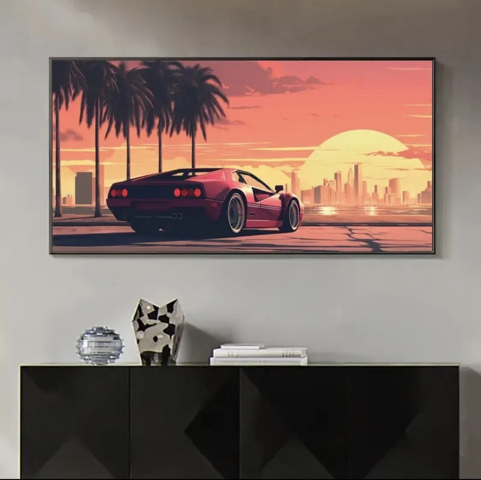 Ferrari 308 GTS Rot 70x140cm Historie,Leinwand,Ikone,Sportwagen,Garage,Magnum, - Bild 3 von 4