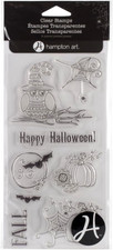 HAMPTON ART Outlines HAPPY HALLOWEEN Clear Stamp Set - 8 pcs